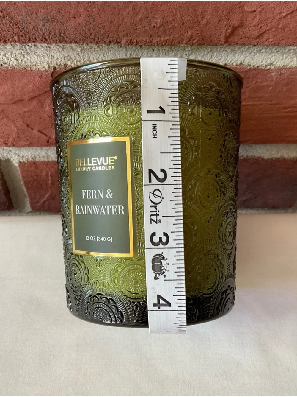 Bellevue Luxury Candle Fern & Rainwater Scented Double Wick Candle - Green Glass